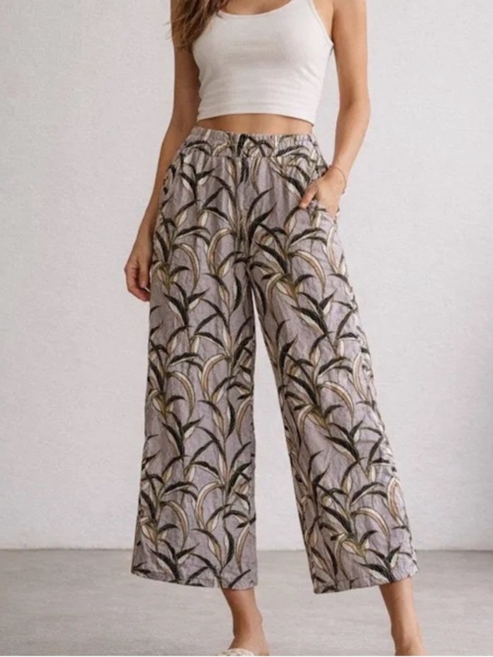 Tahari Linen Wide Leg Pants